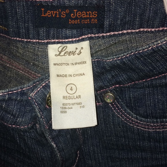 Girls Levi's Jeans w Pink Stitching & Crystals 4 - Picture 4 of 5